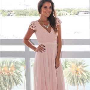 Blush Crochet Top Maxi Dress with Open Back